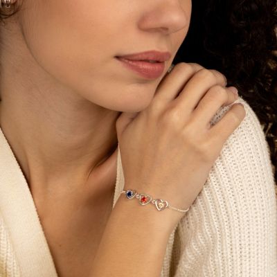Infinite Hearts Birthstone Bracelet [Sterling Silver]