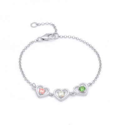 Infinite Hearts Birthstone Bracelet [Sterling Silver]
