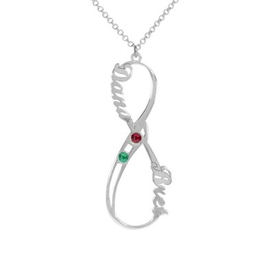 Infinite Love Name and Birthstone Necklace [Sterling Silver]