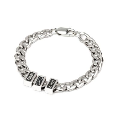 Infinity Charm Cuban Link Chain Bracelet With Names