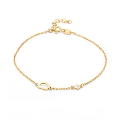 Helena Diamond Initial Bracelet [14 Karat Gold]
