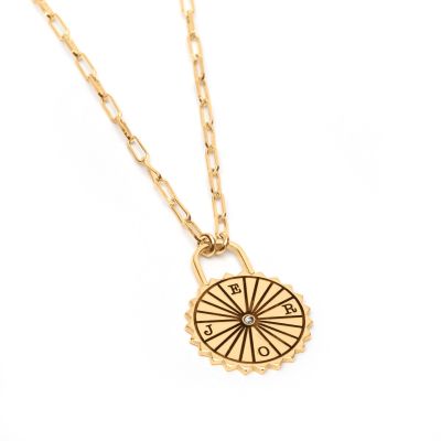 Compass Initials Diamond Necklace [18K Gold Vermeil]