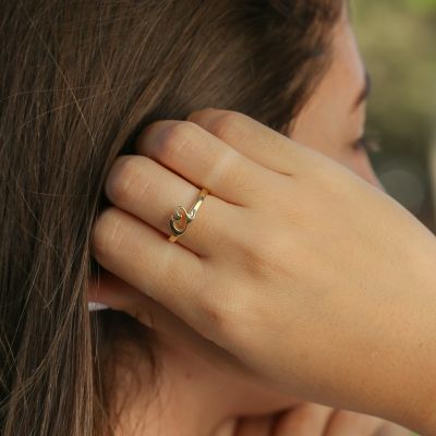 Bague Initiale 3D [Plaqué Or 18ct]
