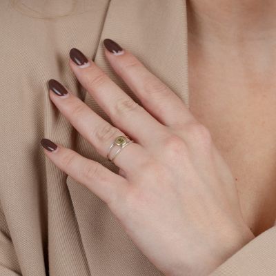 Initialring [583er Gold / Sterlingsilber]