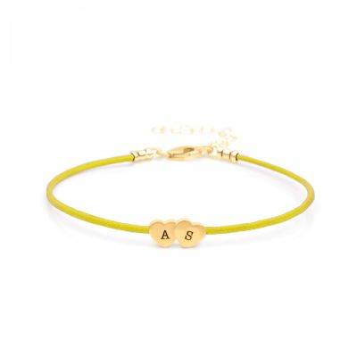 Intertwined Hearts Initials Bracelet - Yellow Cord [18K Gold Plated]