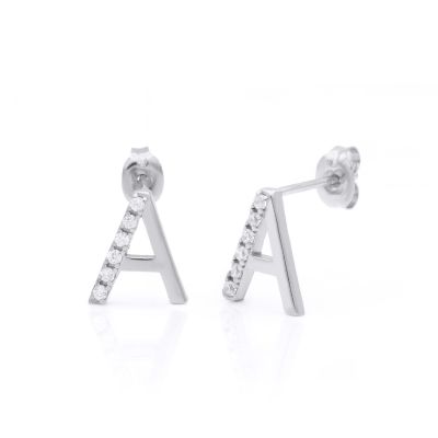 Talisa Initial Earrings with Crystals [Sterling Silver]