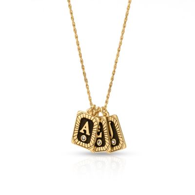 Midnight Initials Diamond Necklace [18K Gold Plated]
