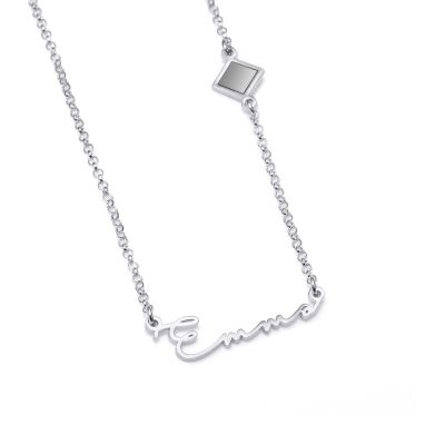 Namenskette Kursiv mit Nano Bibel [Sterlingsilber]