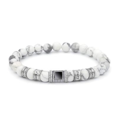 Howlite Men Name Bracelet With Nano Bible [Sterling Silver]