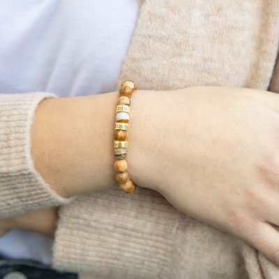Bracelet Jaspe avec Prénoms pour Femme [Vermeil 18ct]