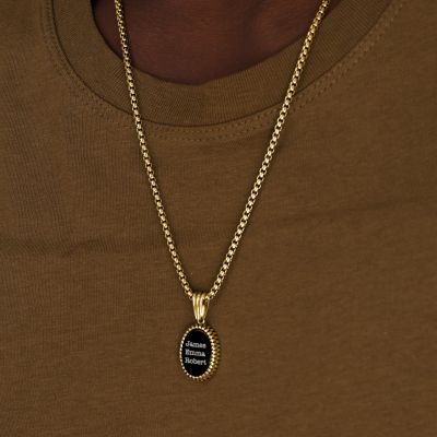 Jayden Onyx Herrenkette mit Gravur - 750er vergoldet