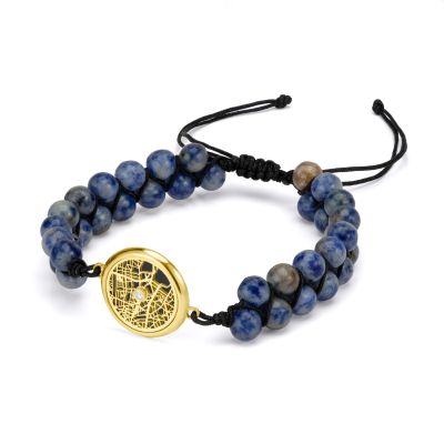 Silhouette Karte Herrenarmband aus Lapislazuli [750er Gold Vermeil]