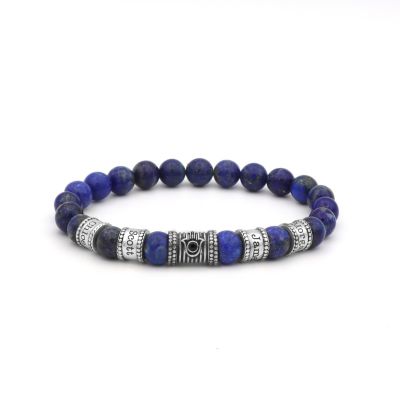 Bracelet Lapis Lazuli Hamsa avec Prénoms pour Homme