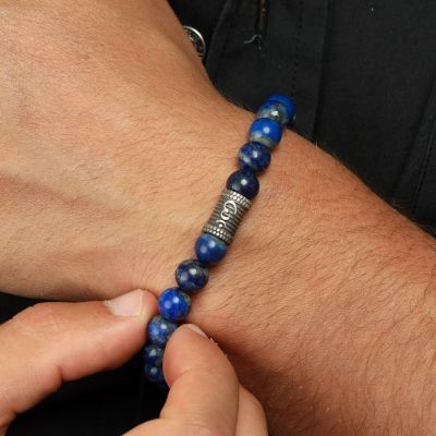Bracelet Lapis Lazuli avec Om pour Homme