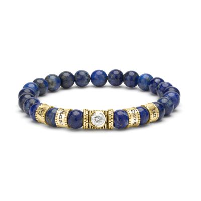 Lapis Lazuli Women Name Bracelet with 1 ct Diamond [18K Gold Plated]