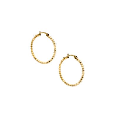 Large Beaded Hoop Earrings [18K Gold Plated]
