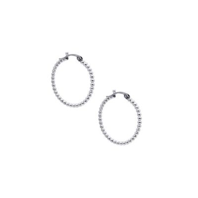 Large Beaded Hoop Earrings [Sterling Silver]