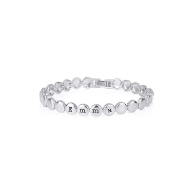 Mia Statement Tennis Engraved Bracelet [Sterling Silver]