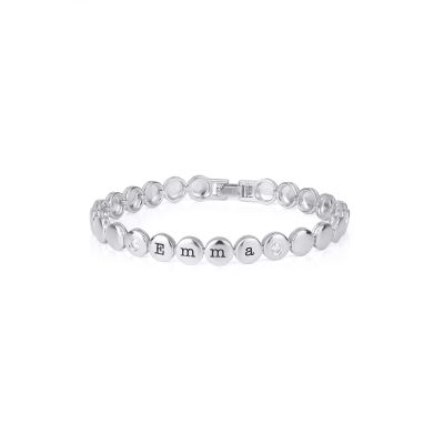 Mia Statement Tennis Engraved Bracelet with Diamonds [Sterling Silver]
