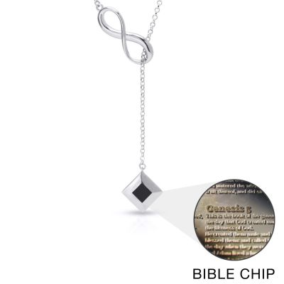 Lariat Unendlichkeit Halskette mit Nano-Bibel [Sterlingsilber]