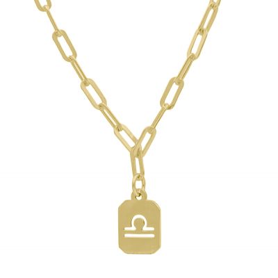 Libra Necklace - Zodiac Sign with Paperclip Chain [18K Gold Vermeil]