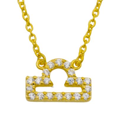 Libra Necklace - Zodiac Sign Necklace with Diamonds [18K Gold Vermeil]