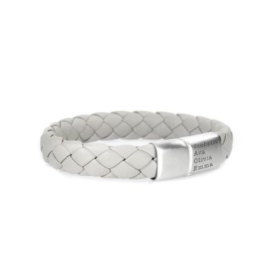 Herrenarmband mit graviertem Magnet - Hellgrau