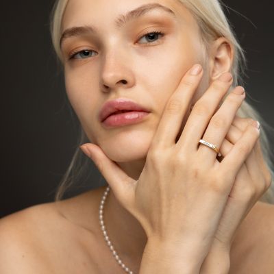 Lumina Promise Ring with Diamond [18K Gold Plated]