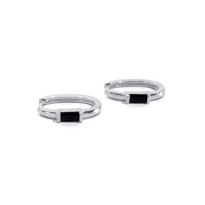 Luna Noir Hoop Earrings [Sterling Silver]