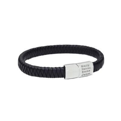 Men Magnet Engraved Bracelet - Black