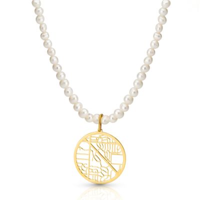 Precious Spot Map Necklace with Pearls [18K Gold Plated]
