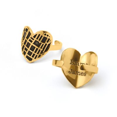 Ties of Heart Silhouette Map Ring [18K Gold Plated]