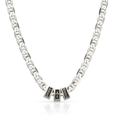 Cross Mariner Link Chain With Names - Sterling Silver