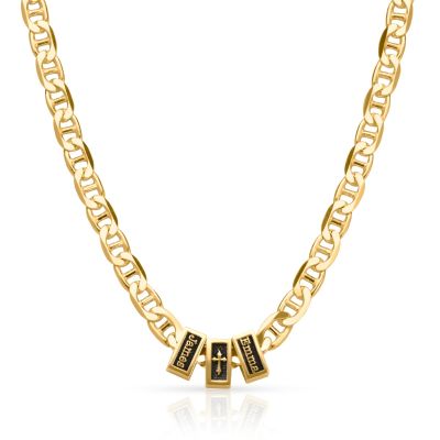 Cross Mariner Link Chain With Names -18K Gold Vermeil