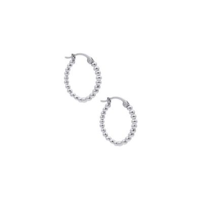 Medium Beaded Hoop Earrings [Sterling Silver]