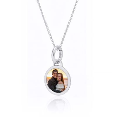 Memories Circle Photo Necklace [Sterling Silver]