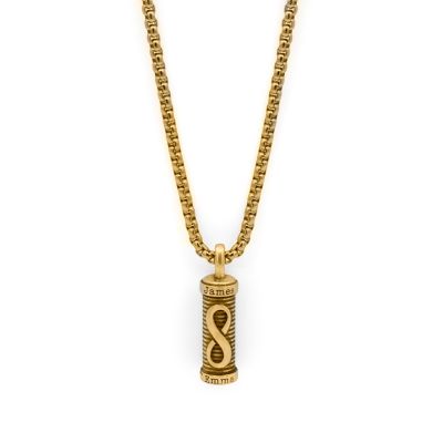 Infinity Bar Name Necklace For Men - 18K Gold Plated 