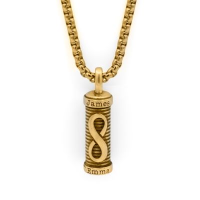 Infinity Bar Name Necklace For Men - 18K Gold Plated 