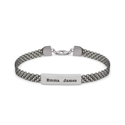 Men's Dark Sterling Silver Name Bracelet