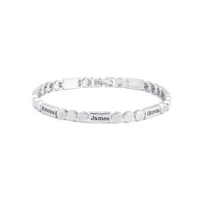 Mia Tennis Bar Engraved Bracelet [Sterling Silver]