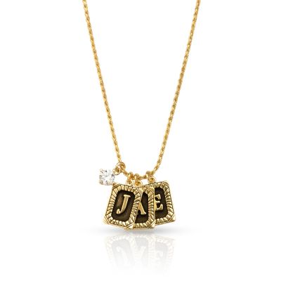 Midnight Initials Necklace With 0.30ct Diamond [18K Gold Plated]