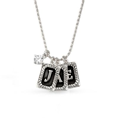 Midnight Initials Necklace With 0.30ct Diamond [Sterling Silver]
