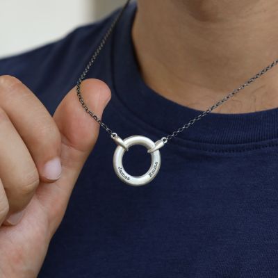 Classic Milan Engraved Necklace for Men - Sterling Silver