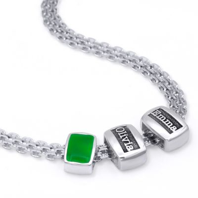 Green Charm for Emily Milanese Name Necklace [Sterling Silver] 