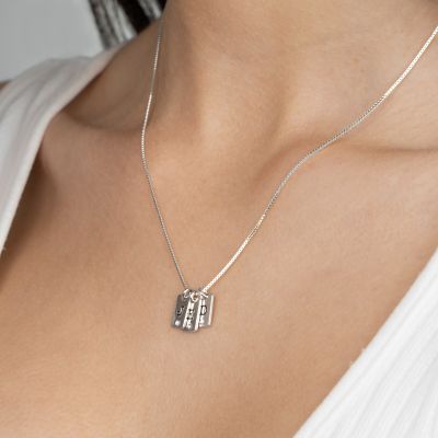 Mirella Initials Charm Diamond Necklace [Sterling Silver]