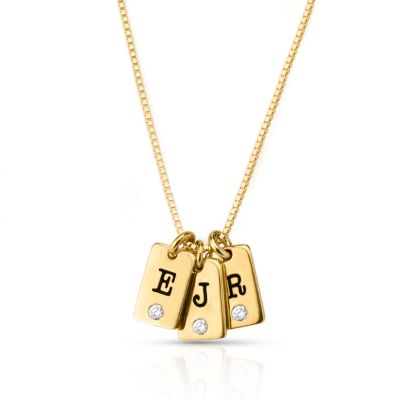 Mirella Initials Charm Diamond Necklace [18K Gold Vermeil]