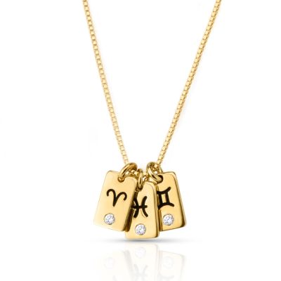 Mirella Zodiac Charm Diamond Necklace [18K Gold Vermeil]