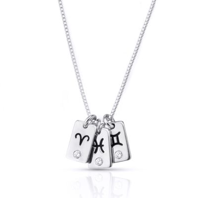 Mirella Zodiac Charm Diamond Necklace [Sterling Silver]