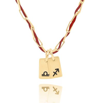 Mirella Zodiac Charms Necklace - Red String [18K Gold Vermeil]
