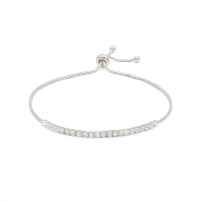 Moon Sparkle Adjustable Bracelet - White Crystals [Sterling Silver]
